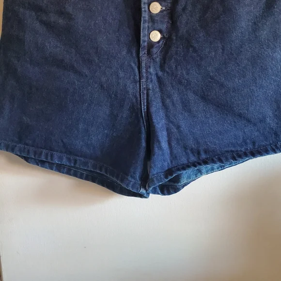 VTG BONGO Dark Denim shorts Size 13 Jrs Button Fly High Waist Sailor Western - Picture 4 of 13